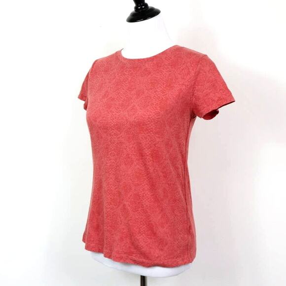 Athleta Size XS Active Tee Shirt Cotton Texture Coral Orange - Picture 1 of 10